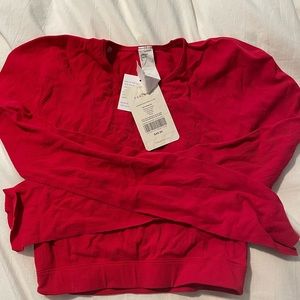 Red Fabletics workout top